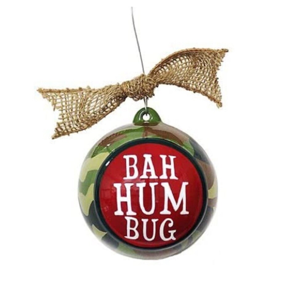 Bah Hum Bug camouflage Ball Christmas Ornament Burton + BURTON Red Green 3.5In